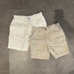 Cotton On White and Beige Linen 6" Shorts Size 30 Waist Like New